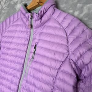 LL Bean Downtek Down Puffer Jacket Youth Girls Large 14-16 Purple Pink 18.5x23.5